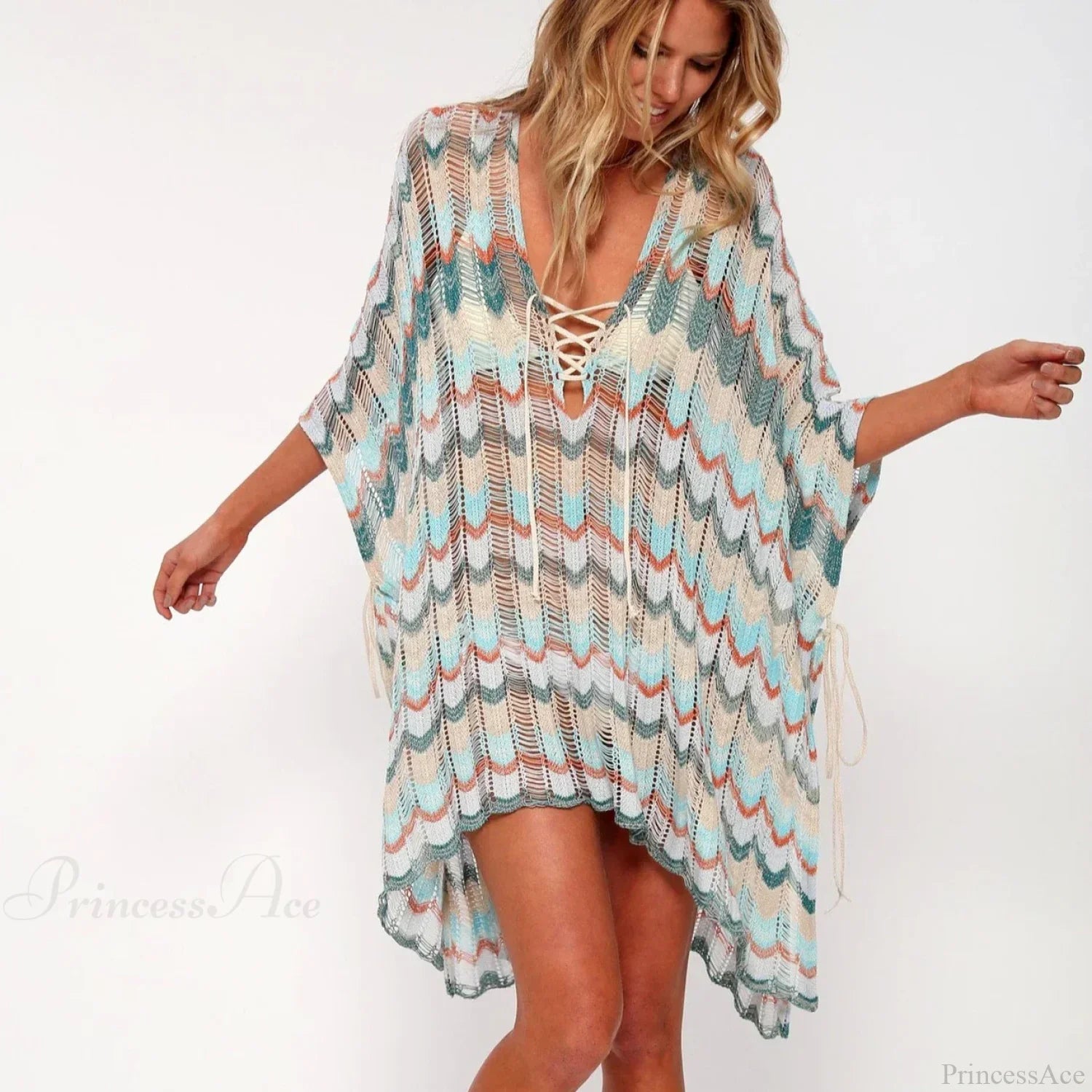 Cotton Crochet Tunic V-neck Boho Beach Cover up
