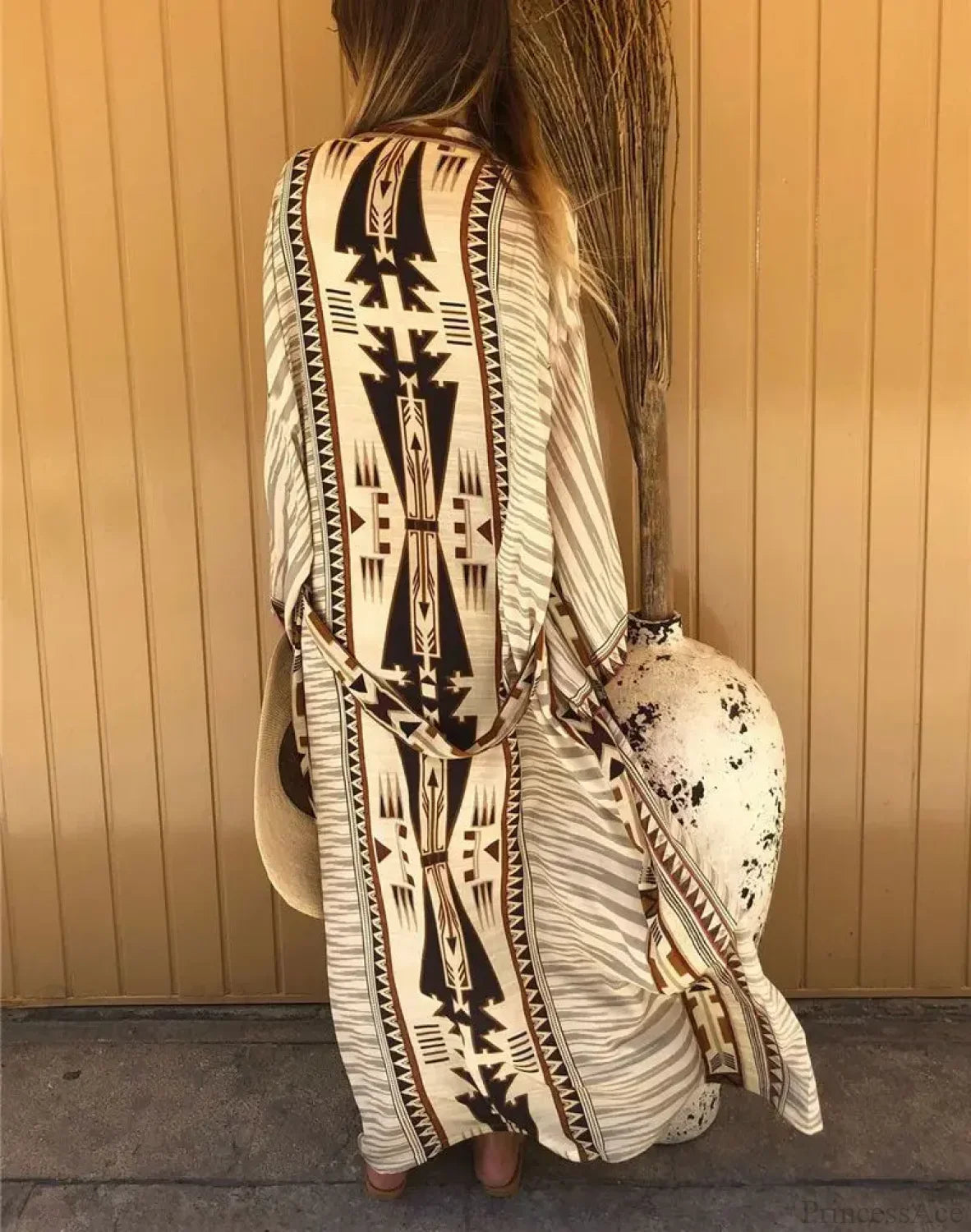 Cotton Ethnic Print Kimono Cardigan Boho Beach Cover up