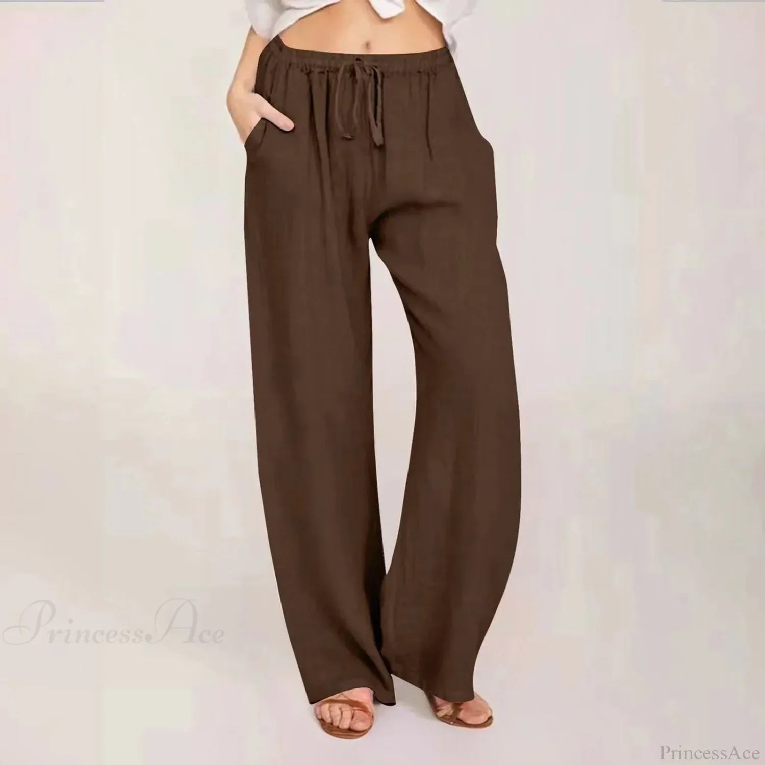 Cotton Linen Wide Leg Drawstring Pants