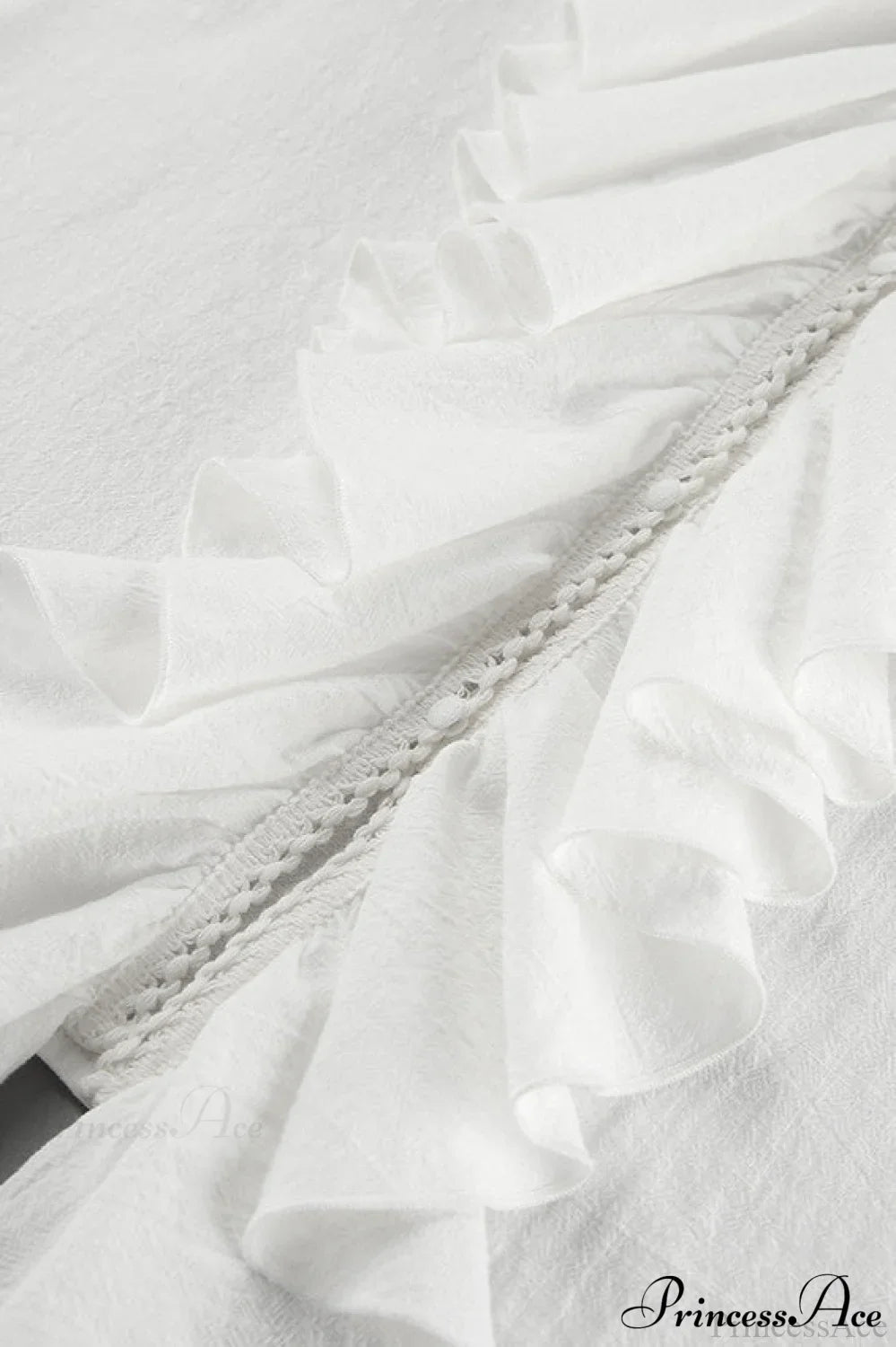 Cotton Ruffled V Neck Pullover Blouse