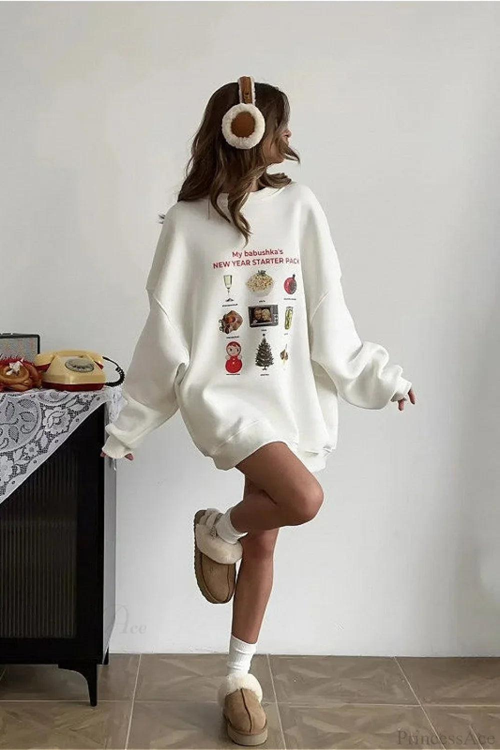 Moletom com Forro de Fleece e Estampa de Desenho Animado com Gola Redonda