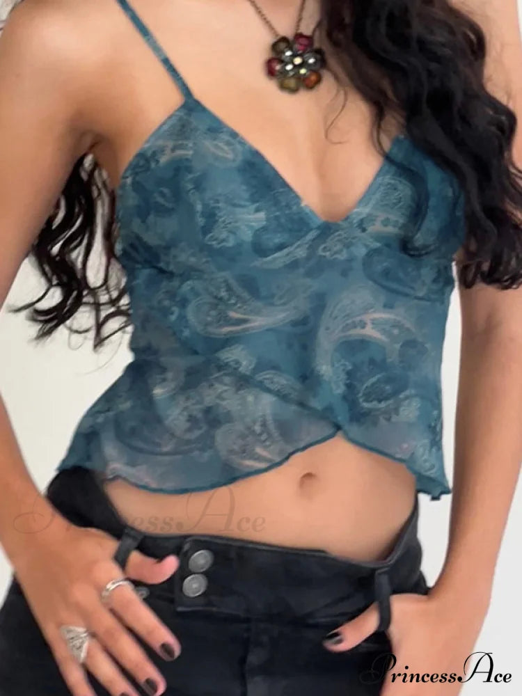 Cross Over Halter Trendy Mesh Crop Cami Top