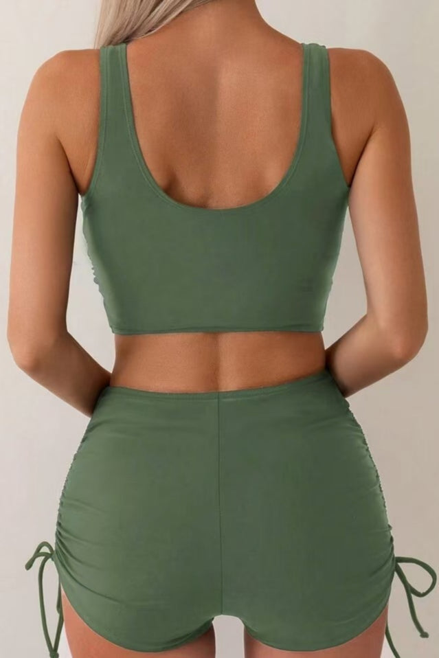 Vacation Style Cross Strap Bikini Two Piece Swim Set