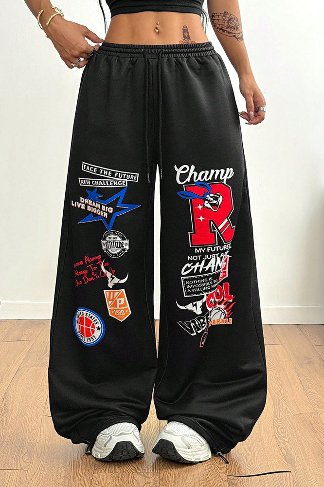 Pantaloni larghi casual stampati stile hip hop