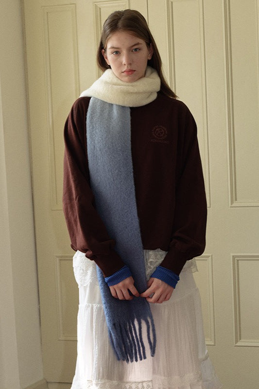 40% Wool Blend Contrast Color Tie-Dye Gradient Scarf