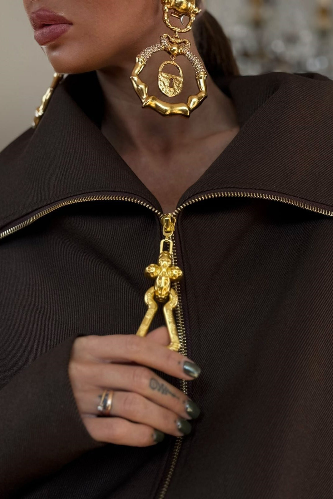 Veste marron à manches longues décontractée