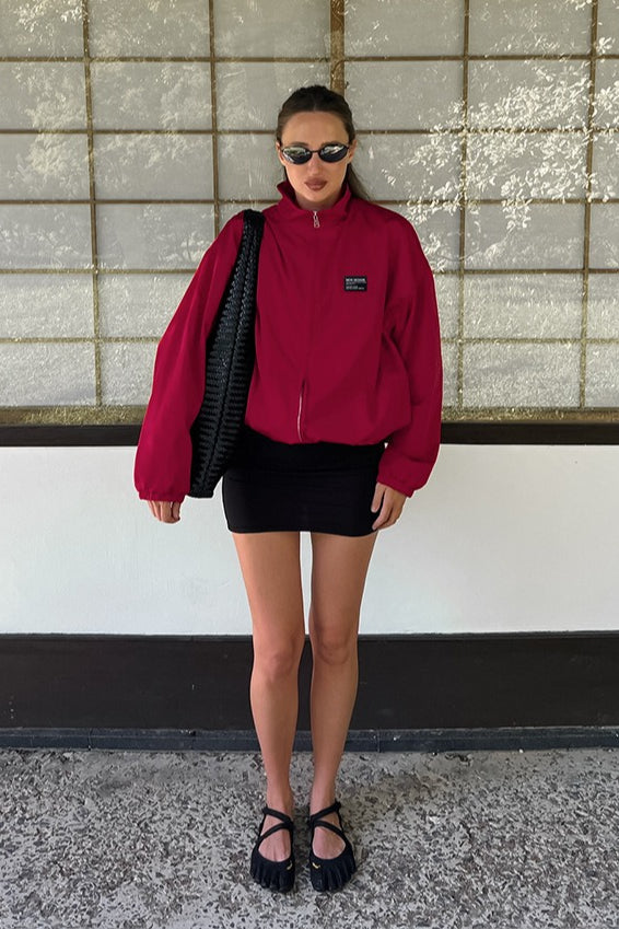 Red Stand Collar Loose Casual Street Fashion Trench Jacket