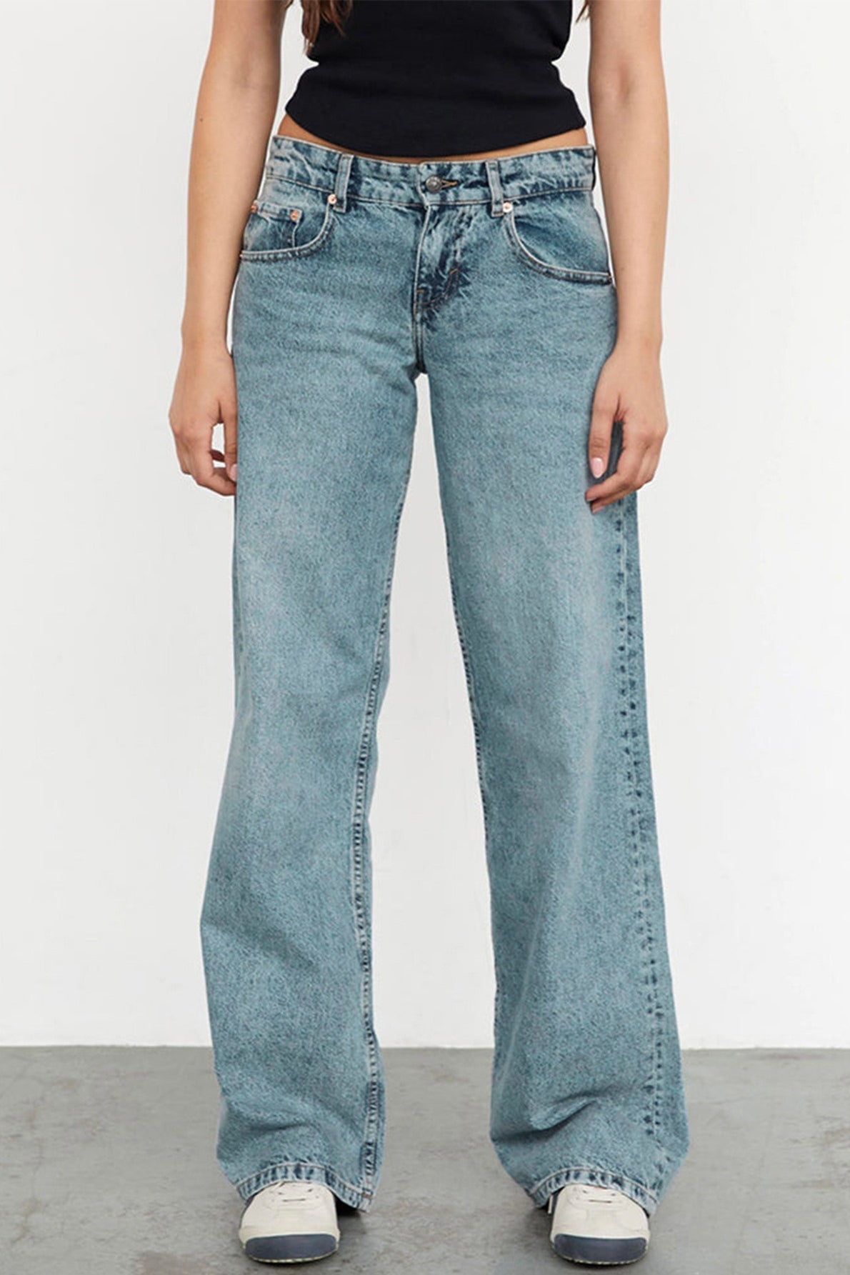 Jean droit extensible uni