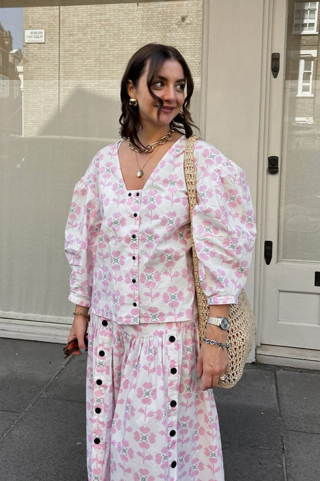 Printed Design Top A Line Two Piece Set