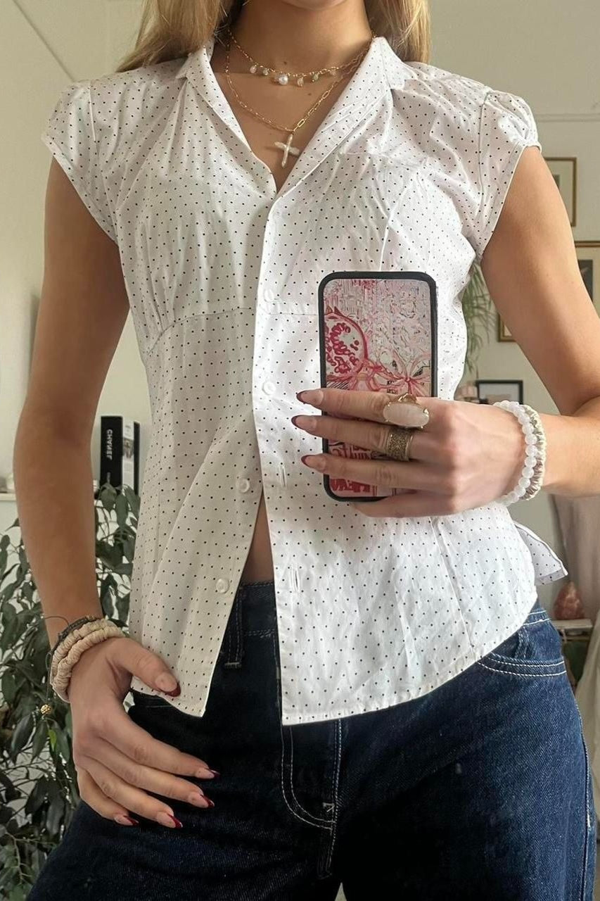 Blusa Versátil Xadrez Vermelho e Branco