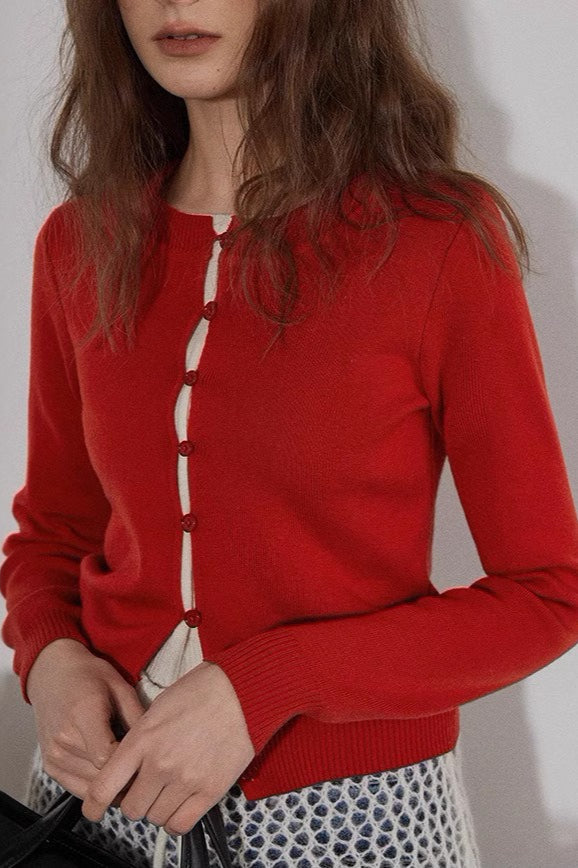 Colorblock Fake Two Piece Cardigan