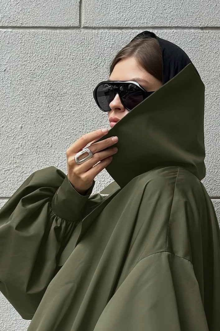 Retro zelený jedinečný nadměrný úzký falešný dvoudílný trenčkot