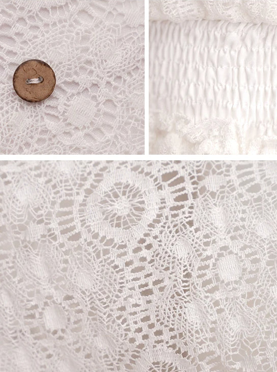 Spitzenkleid mit V-Ausschnitt, Rüschen und kurzem Boho-Stil