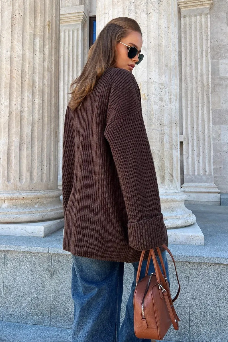 Cardigan tricoté décontracté à ceinture nouée confortable