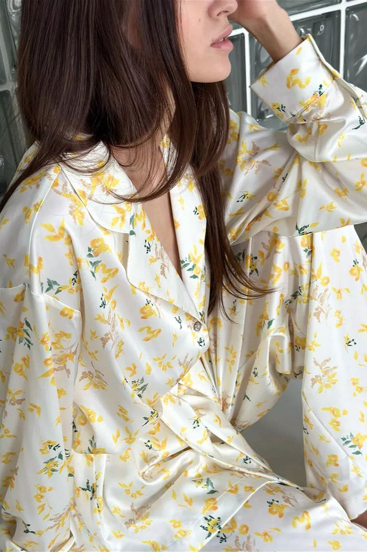 Floral Long Sleeve Cardigan Pants Loungewear Two Piece Set