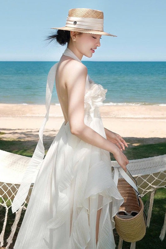 Träger Elegantes Schlankes 3D Blumen Maxi-Kleid