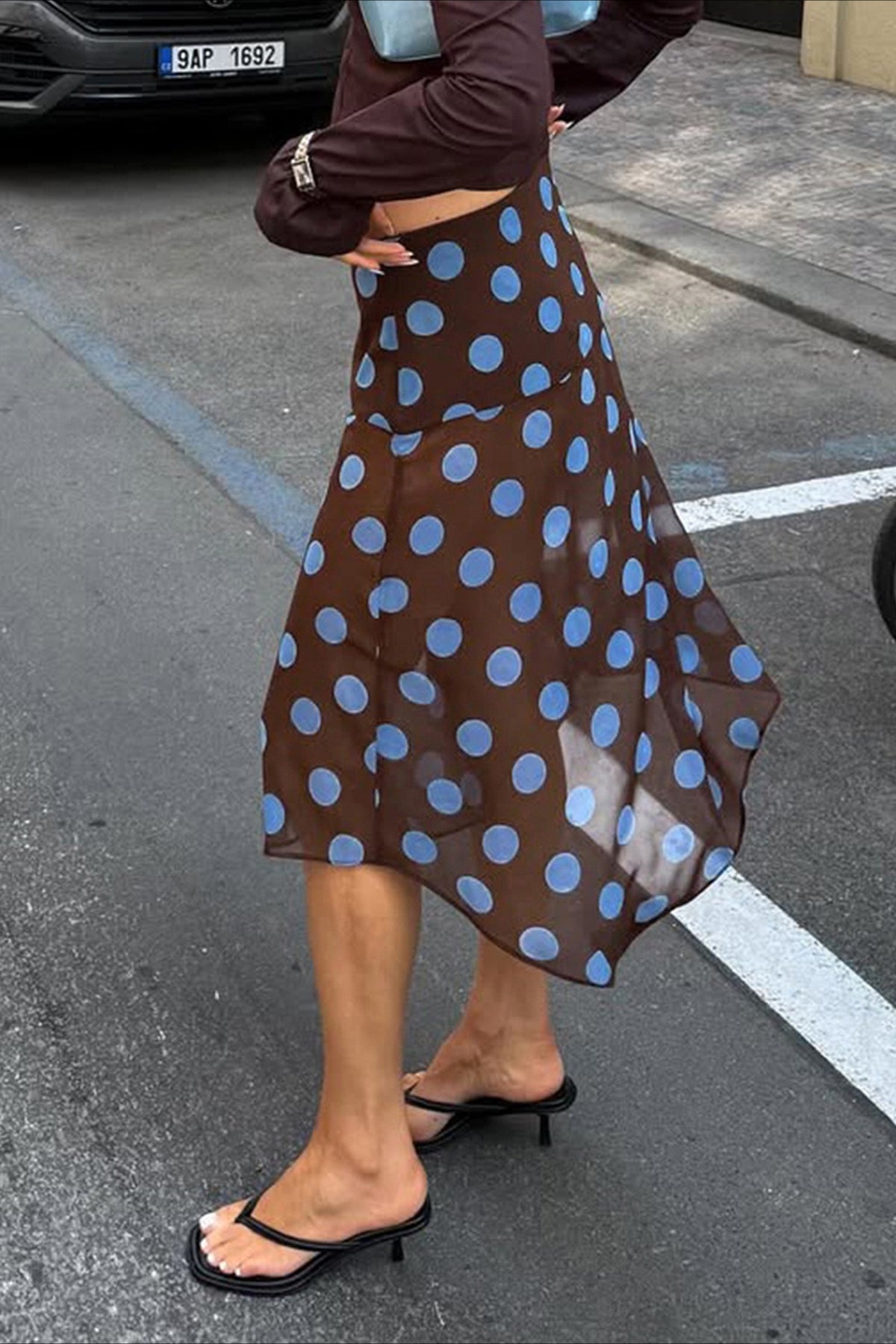 Durchsichtiger Netzrock mit Tupfen und Rüschen