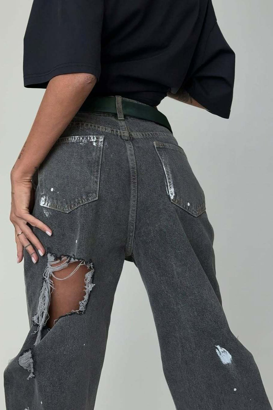 Jeans mit Graffiti-Muster, locker sitzend, gerade geschnitten