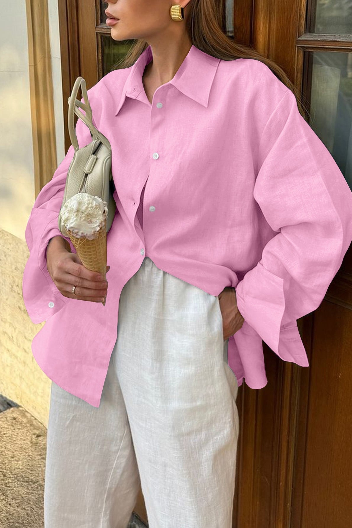 Blouse à manches longues style villégiature