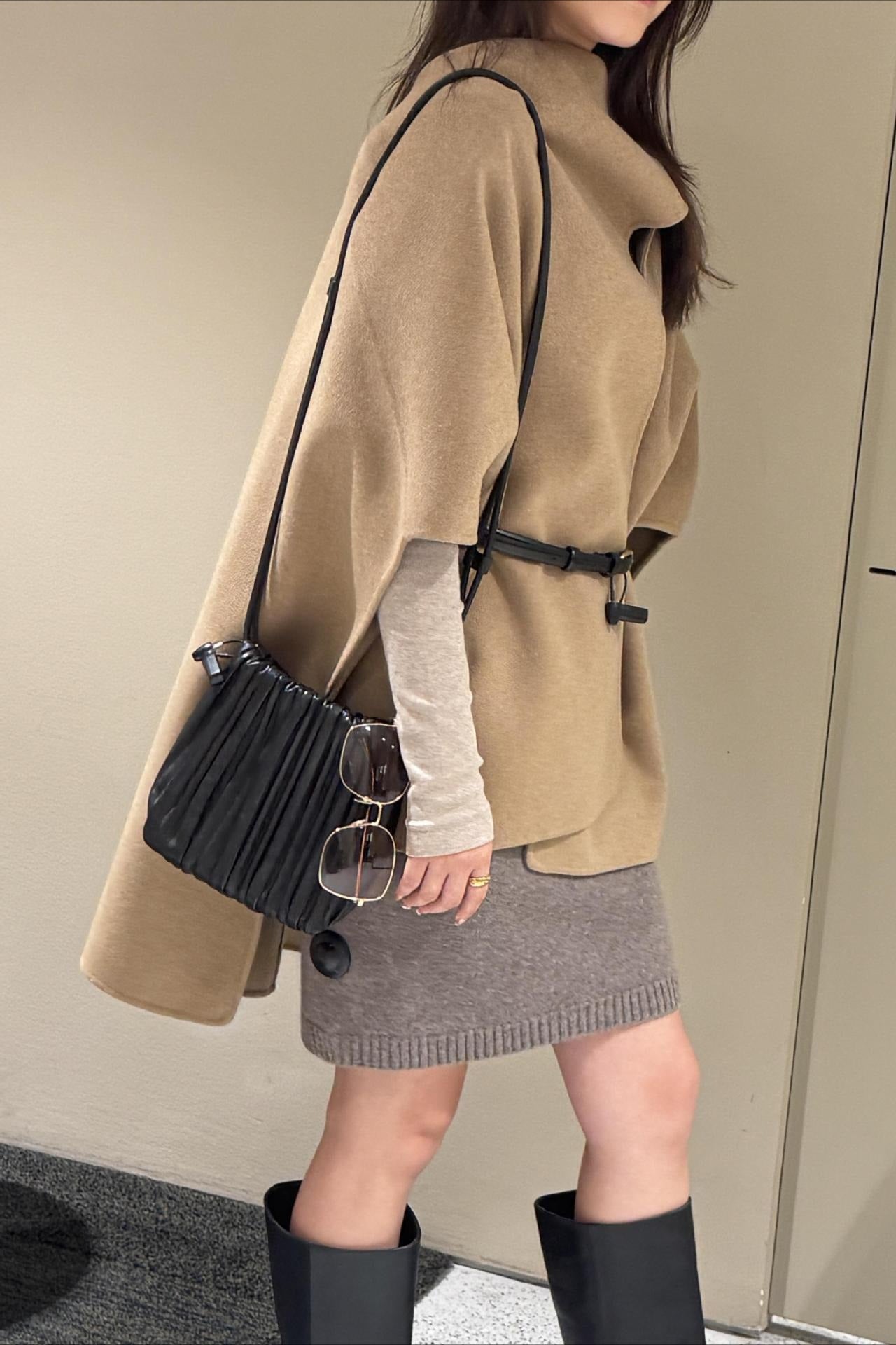 Wool Tencel Solid Scarf Shawl Cape Irregular Coat