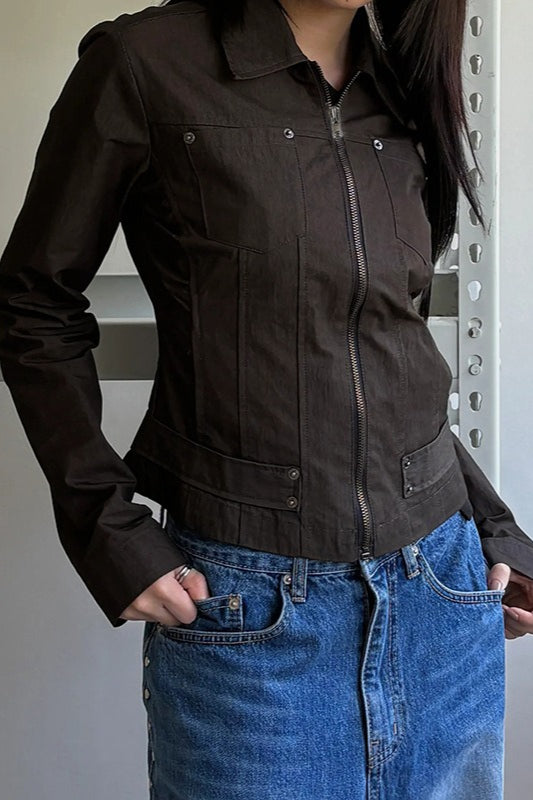 Veste utilitaire unie à fermeture éclair