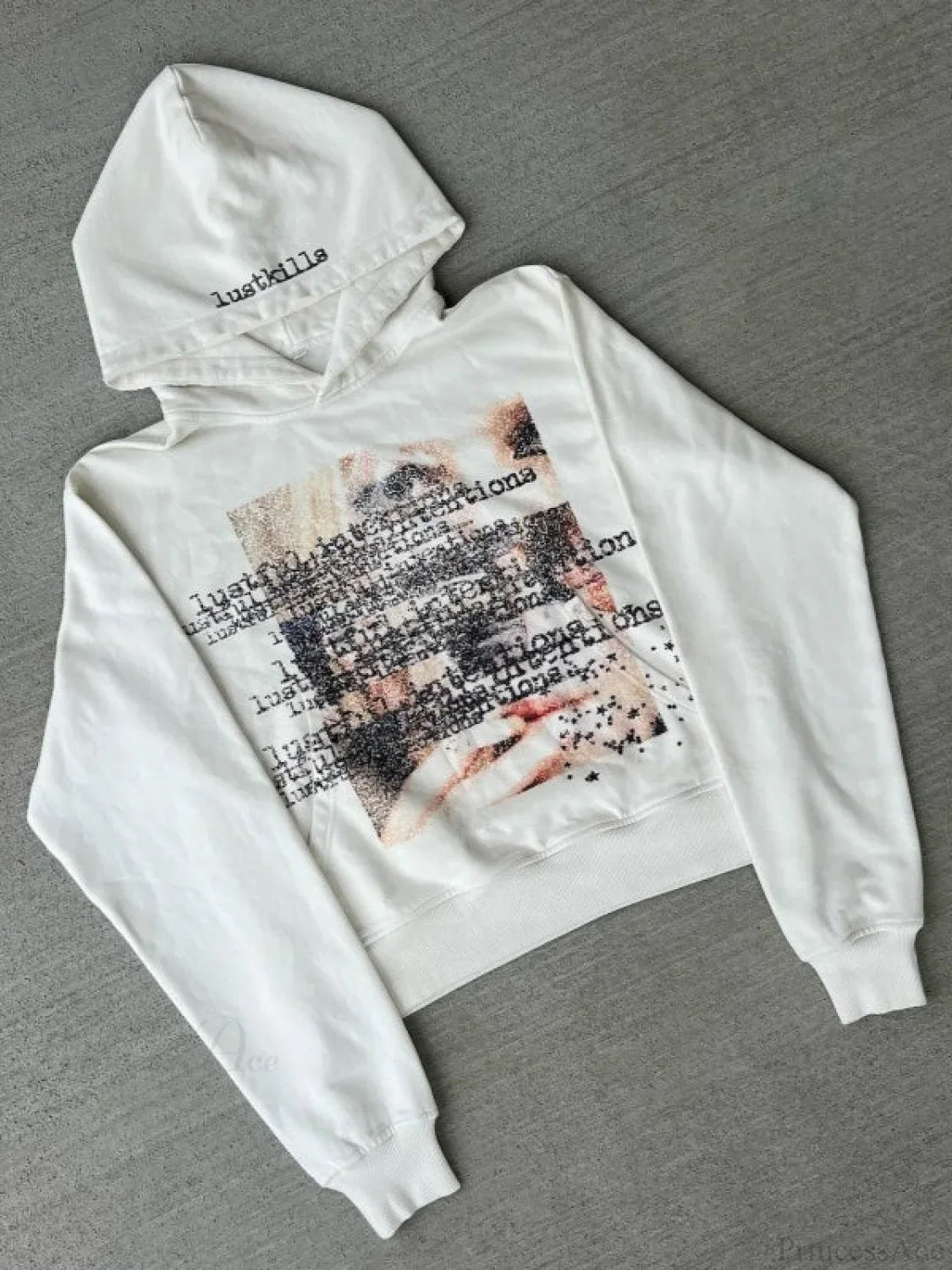 Dark Graphic Print Y2K S Pullover Hoodie