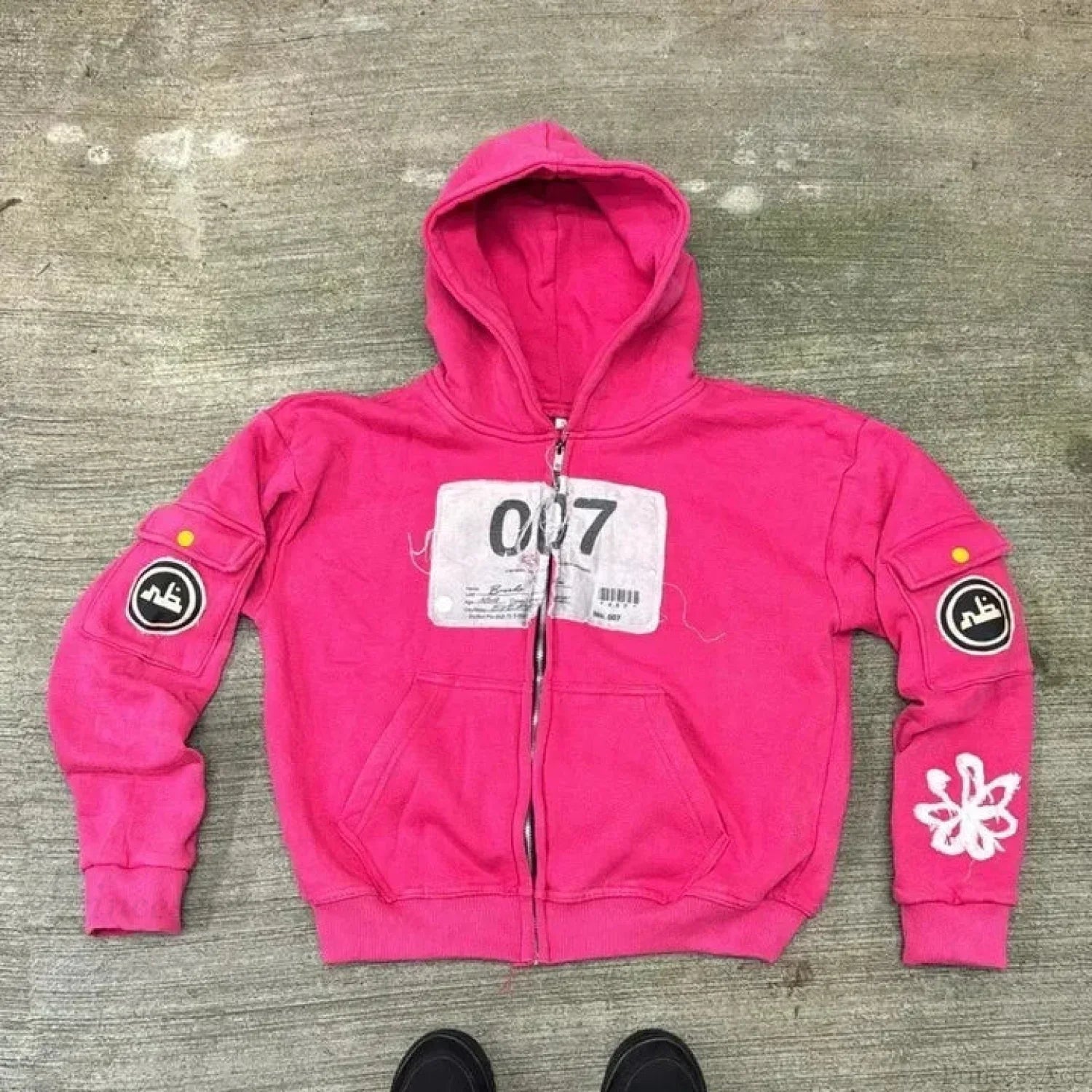 Dark Zipper Joined Vintage Hoodie