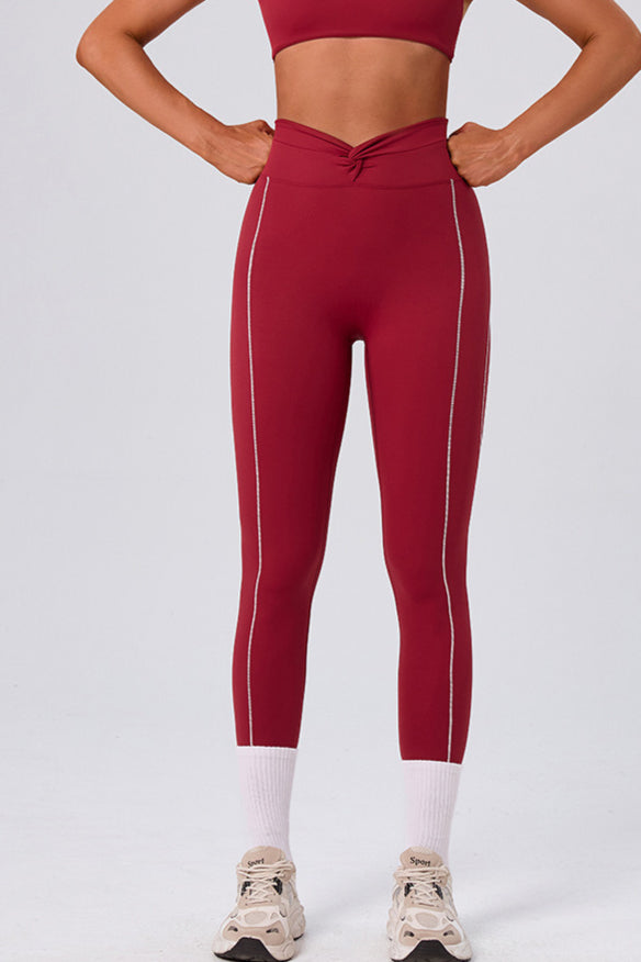 Legíny na cvičení s vysokým pasem a zkříženým předním dílem