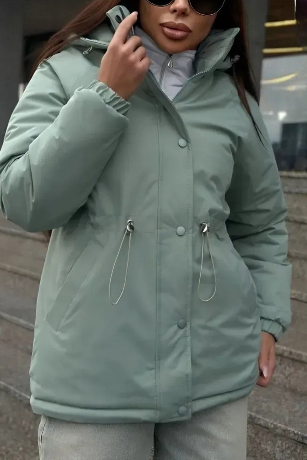 Jaqueta de Lazer para Esportes ao Ar Livre e Montanhismo com Cintura com Cordão