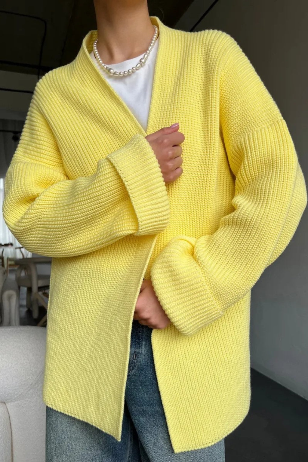 Cardigan tricoté décontracté à ceinture nouée confortable