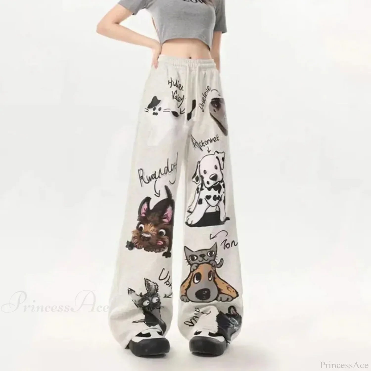 Dog Pattern Street Casual Pants