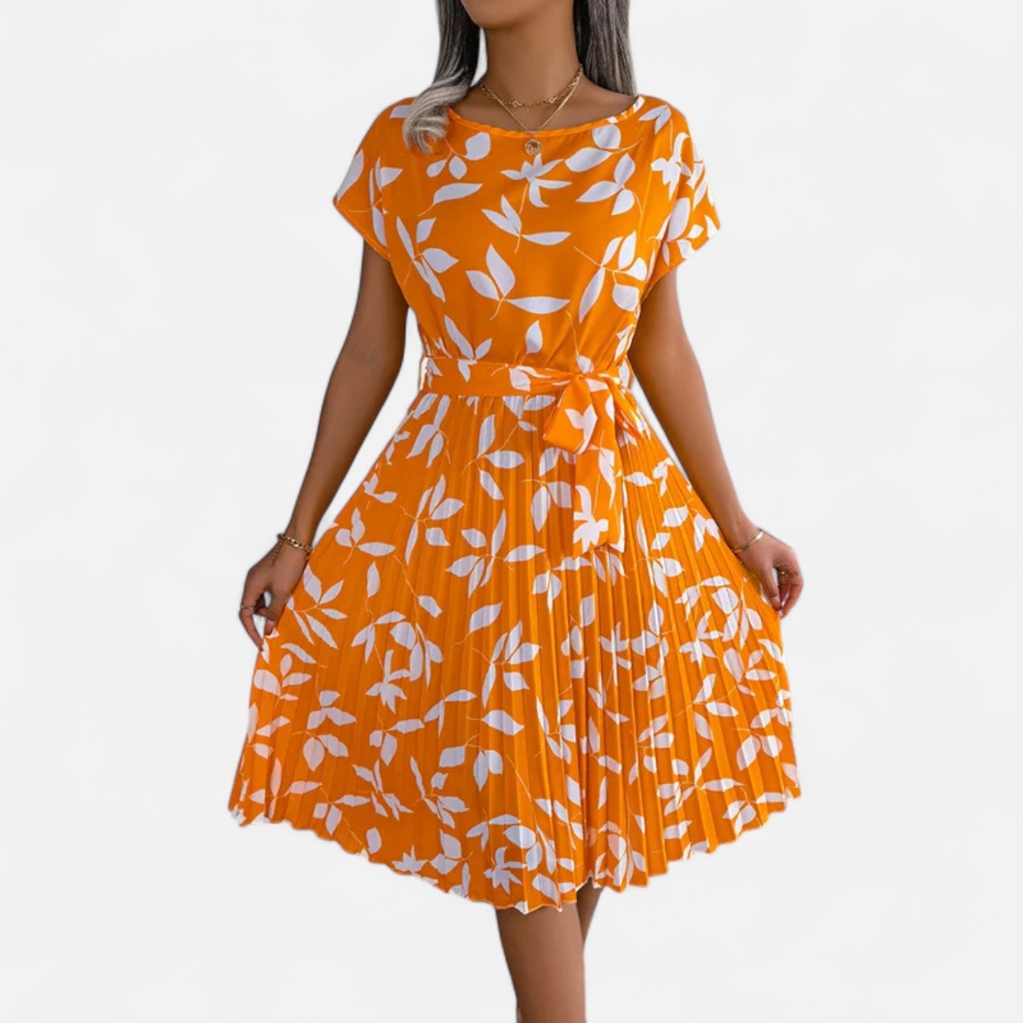 Viventi | Robe Chic à Manches Courtes et Taille Haute pour Femme – Silhouette Élancée, Élégance Contemporaine