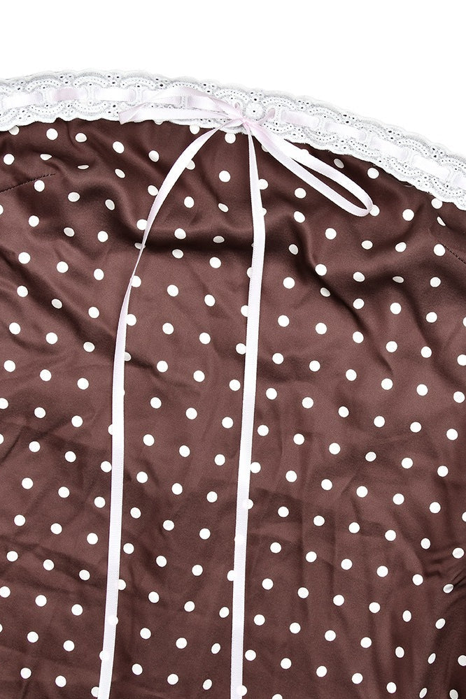 Maxikleid aus Satin mit Tupfenmuster, trägerlos und rückenfrei