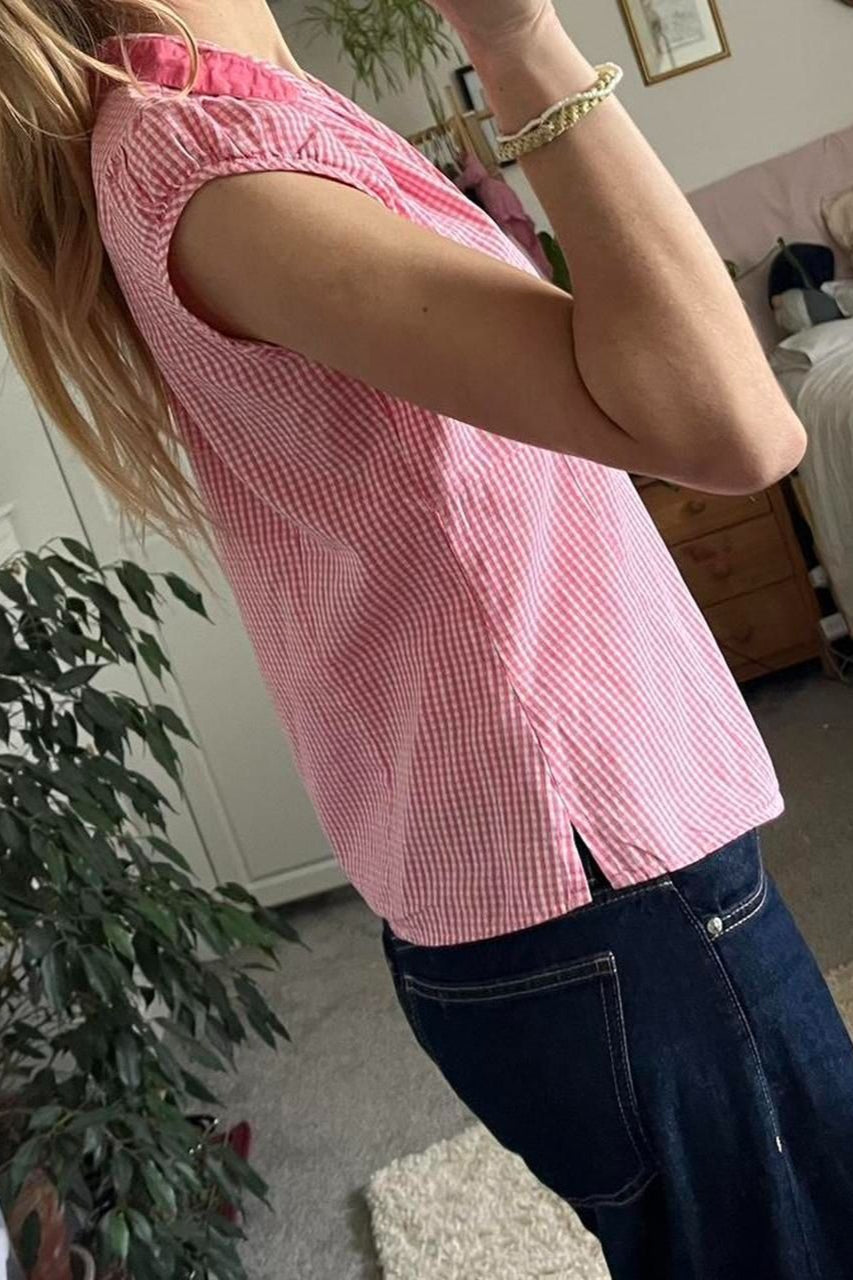 Blusa Versátil Xadrez Vermelho e Branco