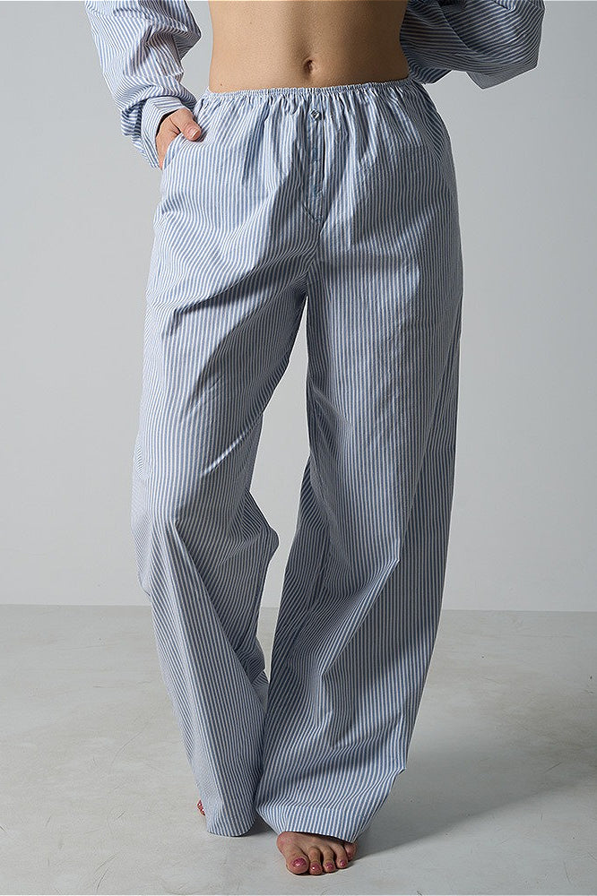 Lehké pruhované elastické volné kalhoty