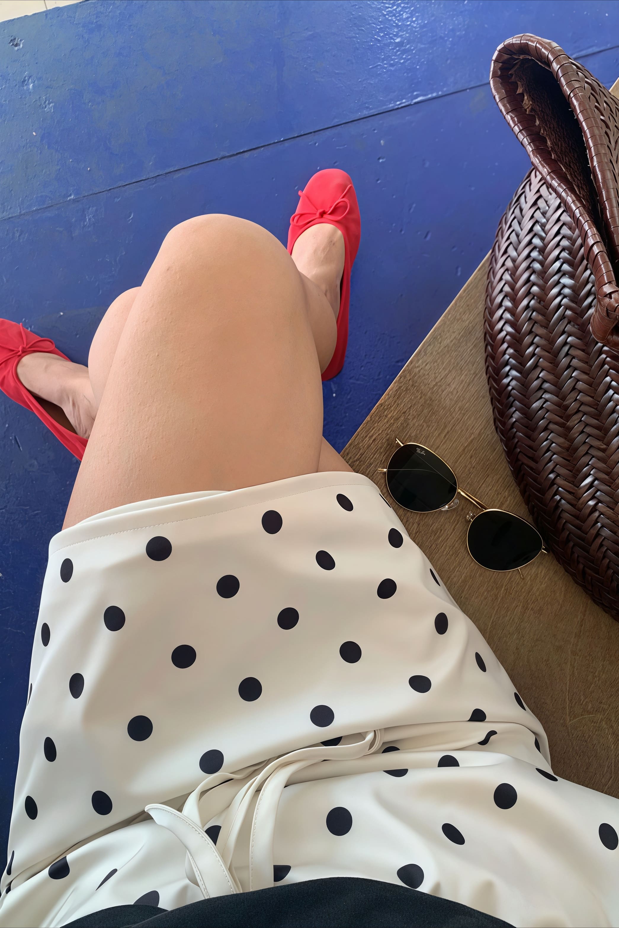 Vintage Satin Polka Dot Drawstring Midi Skirt