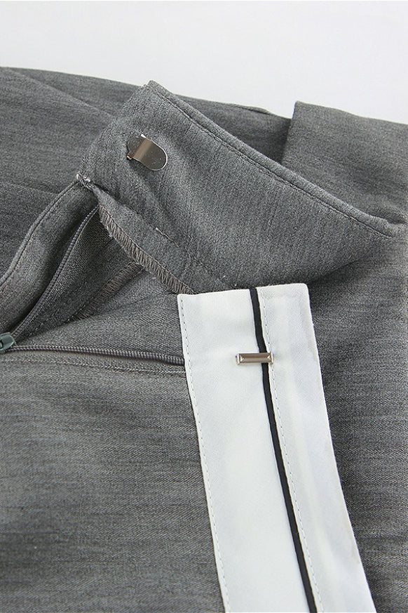 Contrast Color Grey Versatile Office Casual Pants