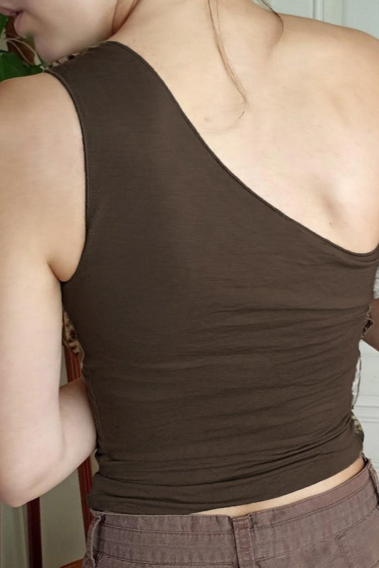 Top Cropped com Alças Contrastantes e Estampa de Onça