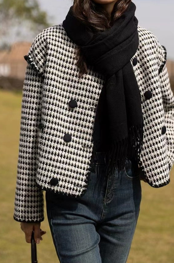 Chaqueta corta de pata de gallo de tweed