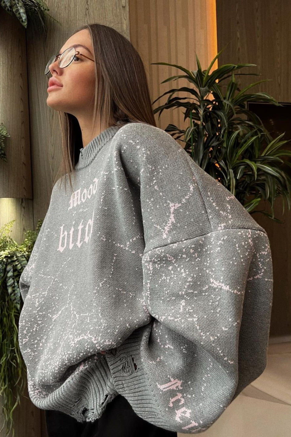 Contrast Letter Knit Pullover Sweater