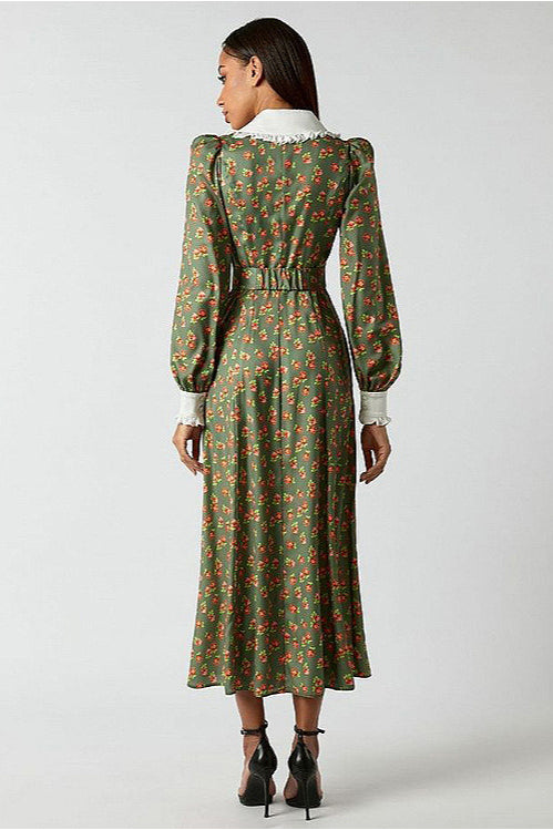 Kragen Tailliert Modisches Blumenkleid