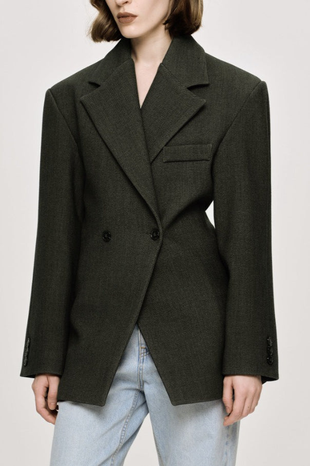 Vintage Double Lapel Loose Fit Blazer