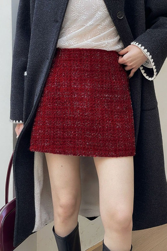 Heavyweight Wool Plaid Bodycon Skirt