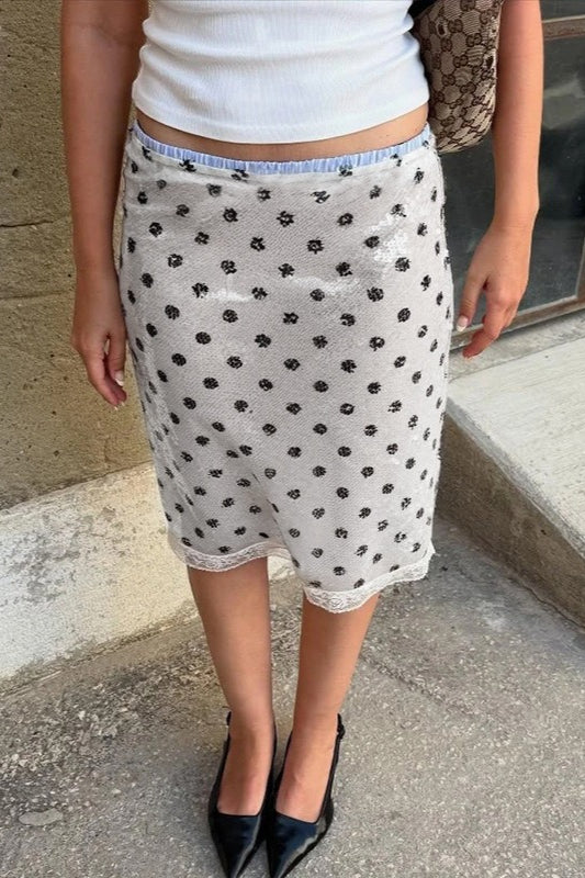 Low Waist Polka Dot Print Skirt