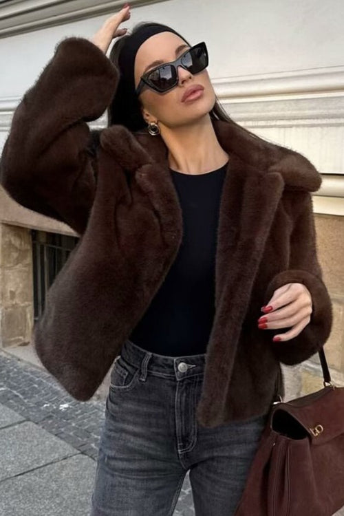 Weiche Plüschjacke mit langen Ärmeln