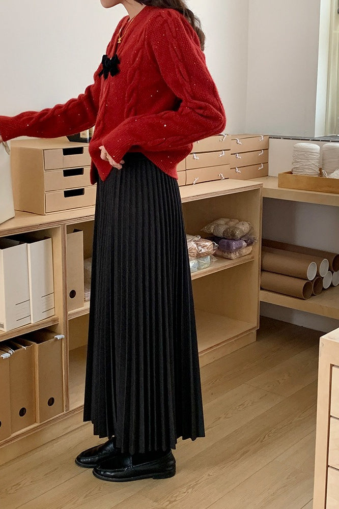 Cardigan a coste con fiocco scintillante