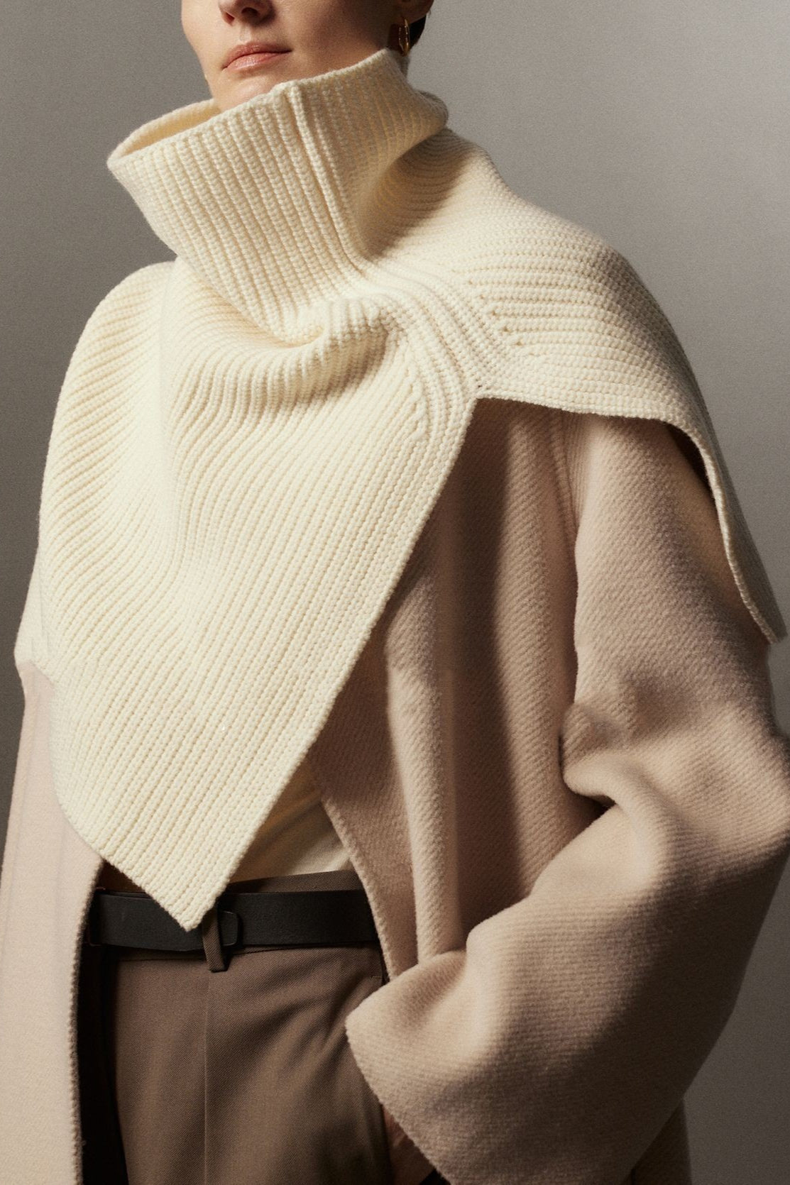 Super Fine Merino Knitted Turtleneck Split Scarf