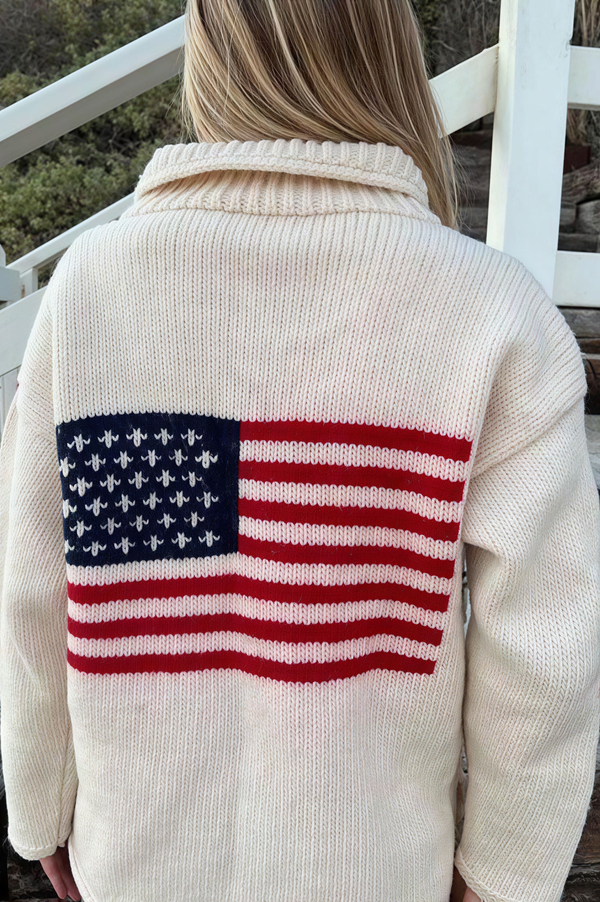Warm Flag Print Stylish Knit Cardigan