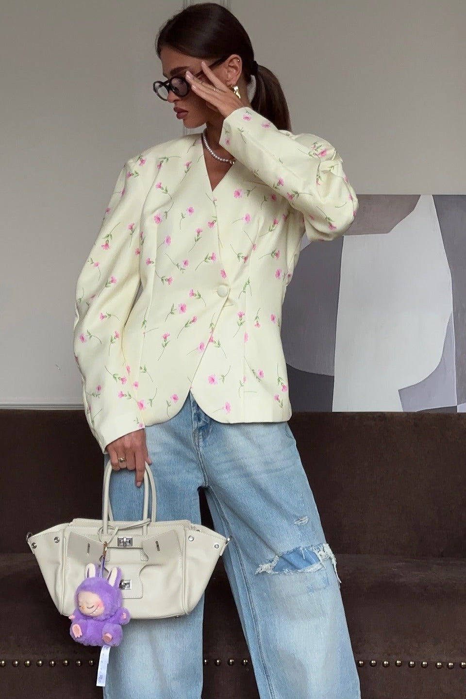 Romantic Floral V-Neck Coat