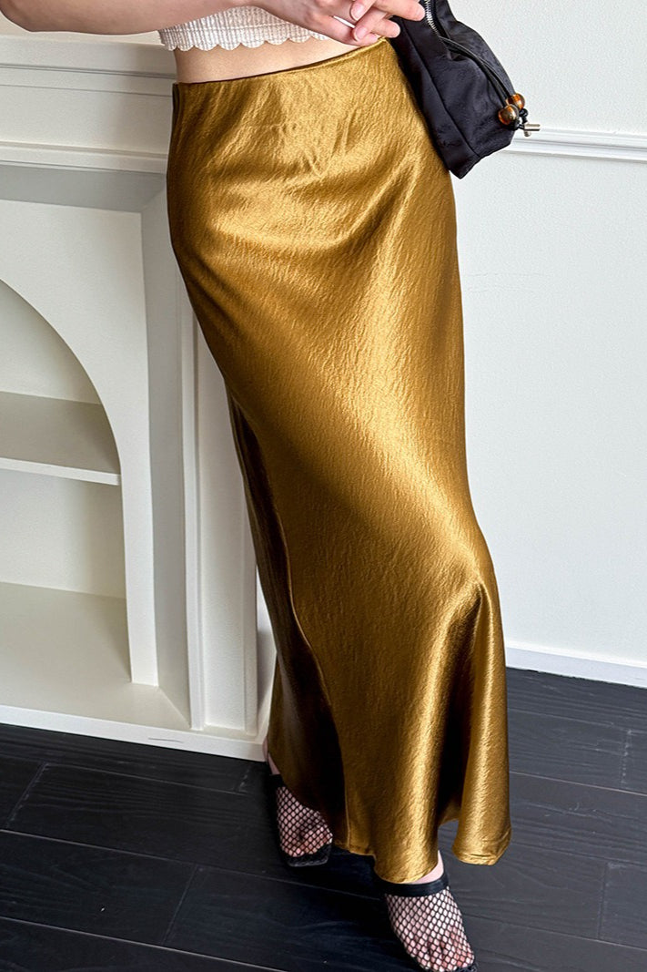 Gonna a tubo a vita alta con coda di pesce e pieghe morbide